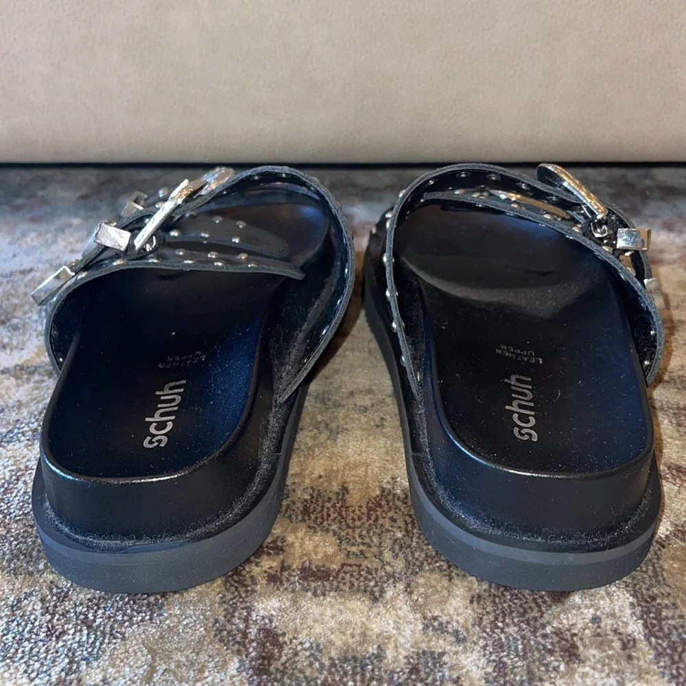 Schuh Treasure Leather Studded Slide Sandals - Picture 7 of 11